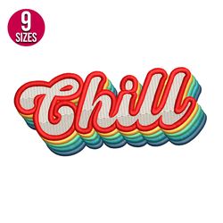 Chill retro embroidery design, Machine embroidery pattern, Instant Download