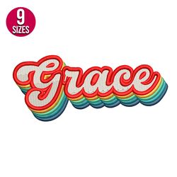 Grace retro embroidery design, Machine embroidery pattern, Instant Download