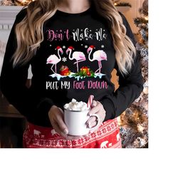 flamingo christmas sweatshirt, womens christmas sweatshirt,merry christmas flamingo pink in santa hat t shirt,merry chri
