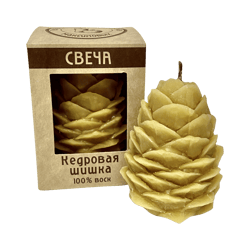 Organic wax candle - cedar cone made from natural beeswax
