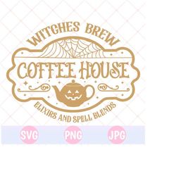 witches brew svg, witches brew coffee co, stop in for a spell, halloween edition, editable layered editable cut file, halloween witch svg