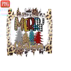 merry and bright christmas tree png buffalo plaid leopard print, merry and bright png, christmas png, christmas tree png, sublimation design
