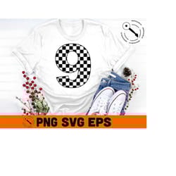 checkered birthday 9 - nine race car 9th svg - birthday racing car svg - racing numbers