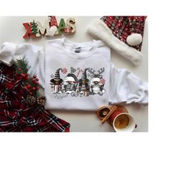 Grey Christmas Afro Gnomies Sweatshirt, Christmas Gnome Sweater, Christmas Gifts, Christmas Women Crewneck, Holiday Seas