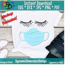 face mask svg, clipart, eyelashes with facemask svg file, silhouette svg, circut svg, iron on transfer, quarantine mask svg, surgical mask