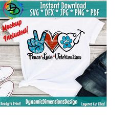 peace love vet svg, veterinarian, dog svg, dog treat svg, dog decal, dog sticker, decal, wall art cut files silhouette studio cricut cricut
