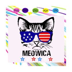 meowica with sunglasses american flag,american svg, 4th of july svg, fourth of july svg, patriotic american svg, merican