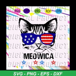 meowica with sunglasses american flag,american svg, 4th of july svg, fourth of july svg, patriotic american svg, merican