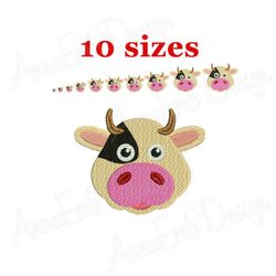cow embroidery design. farm animals. cow mini embroidery. cow design. farm embroidery. cow head. machine embroidery desi