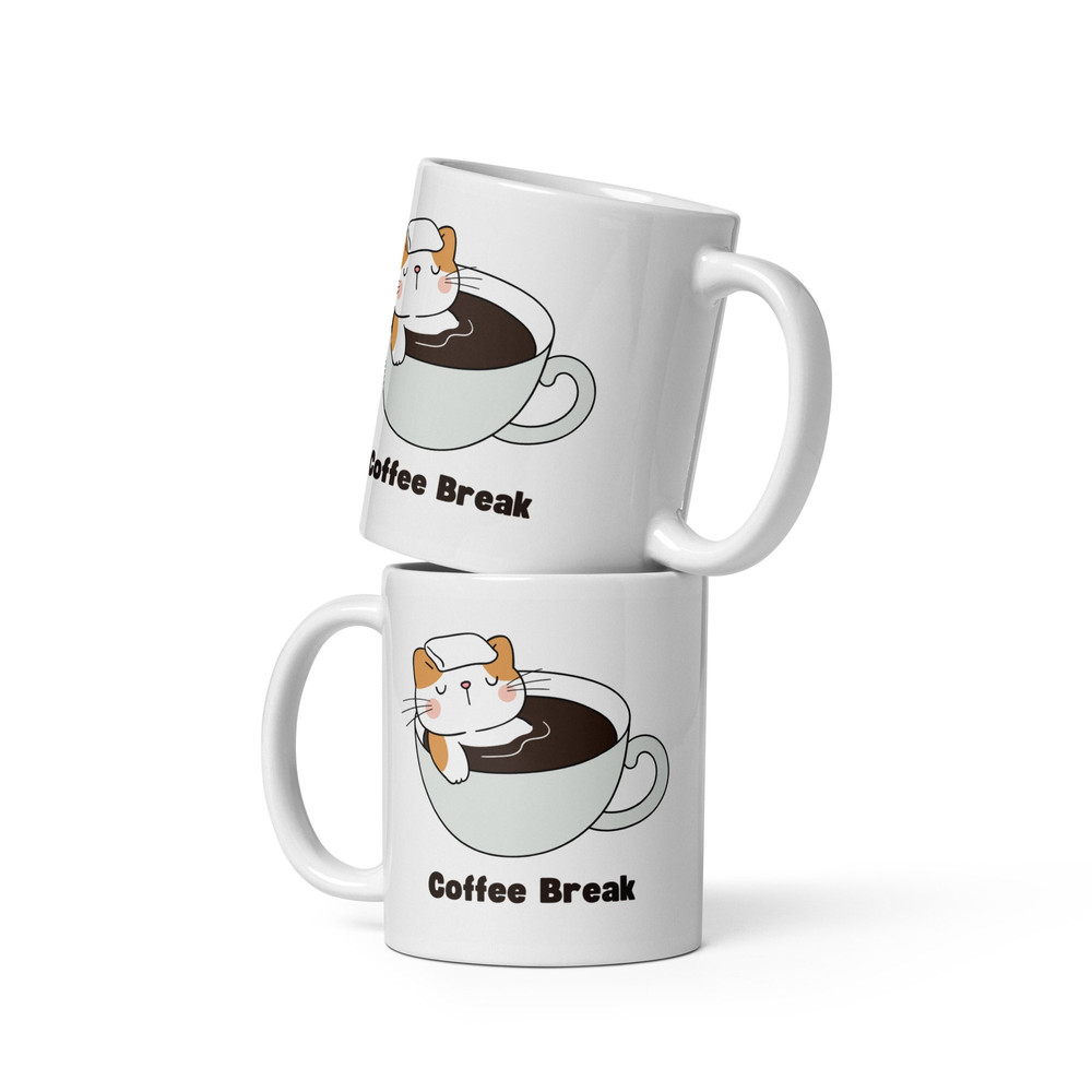 Coffee Break Cat Lover 11 oz White Ceramic Mug Coffee Tea Gif Homeware living Office Friends, Gift For, Boss Gift, Coffee Mug, Coffe Cup - 1.jpg