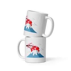 mt fuji japan 11oz white ceramic mug art gift collectable coffee tea lover, gift for girlfriend