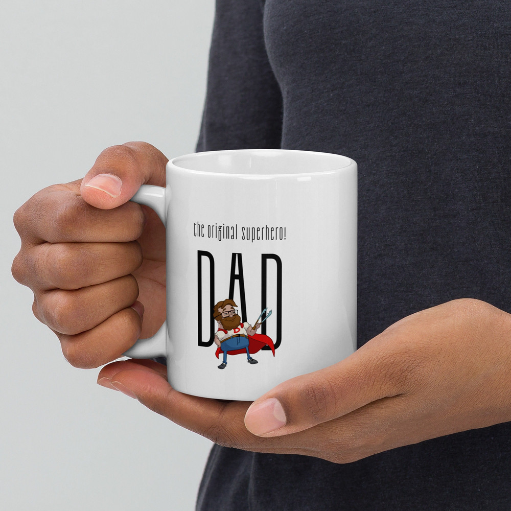 Superhero Dad Fathers Day 11oz White Ceramic Coffee Mug, Gift for Dad, Gift for Him, Unique Gift, Christmas, Ceramic Tea Mug, Gift from Kids - 1.jpg
