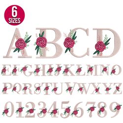 floral alphabet font bundle embroidery design, machine embroidery pattern, instant download