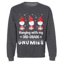 hanging with my 3rd grade gnomies teacher christmas gnome t shirt,gnome christmas,gnome xmas shirt,gnome funny shirt,cut