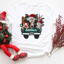 farm animals christmas shirt, merry christmas heifers tee, christmas cow t-shirt, highland cow  farm christmas farmer co