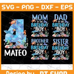 personalized name birthday sea fish ocean png, ocean birthday family matching png, animals aquarium birthday, digital do