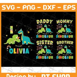 personalized name birthday dinosaur png, family matching dinosaur birthday png, family of the little dinosaur, digital d
