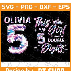 personalized name age tie dye png double digits birthday png, tie dye design double digits 5th birthday png, digital dow