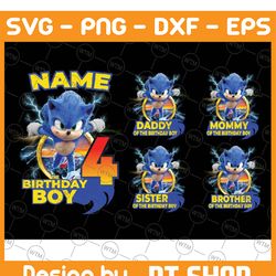 personalized sonic birthday png, custom sonic hedgehog birthday png, birthday boy girl png, custom family birthday, digi