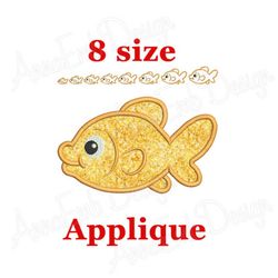 goldfish applique embroidery design. fish embroidery design. mini fish embroidery design. sea animals. machine embroider