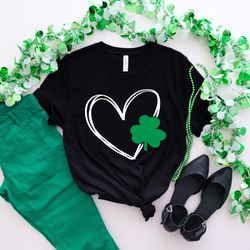 shamrock heart shirt png, heart shamrock shirt png, clover heart shirt png, st patrick day heart shirt png, hand drawn c