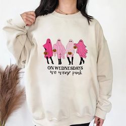 halloween ghost print t-shirt, casual short sleeve crewneck top, women's clothing t-shirt, long sleeve, sweatshirt, hood