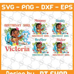 moana birthday matching birthday png, birthday girl baby moana png, family birthday personalized shirt custom moana mom