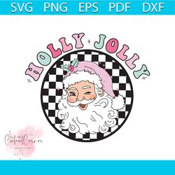 retro groovy holly jolly cute santa claus svg file for cricut