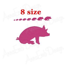 pig embroidery design. pig silhouette. pig mini embroidery. pig design. farm embroidery. farmer animals. machine embroid