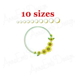 wreath sunflower embroidery design. sunflower mini. machine embroidery. sunflower design. flower embroidery. ukraine emb