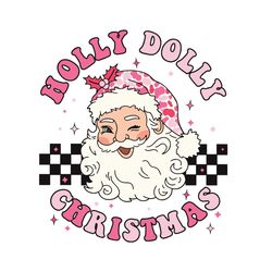 retro christmas holly dolly pink santa claus svg download
