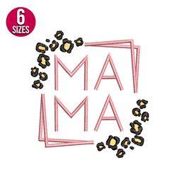Mama with Leopard Print embroidery design, Machine embroidery pattern, Instant Download
