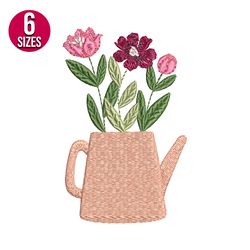 Flower Basket embroidery design, Machine embroidery pattern, Instant Download