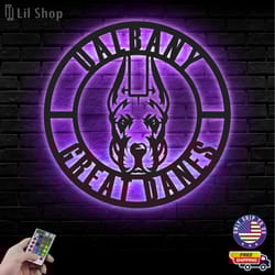 ualbany great danes metal sign, ncaa logo metal led wall sign, ncaa wall decor, ualbany great danes led metal wall art