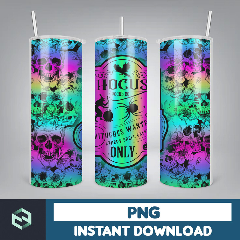 Halloween Witch 20oz Skinny Tumbler Wrap Png, Witches Sisters, Spooky Season 20oz Tumbler, Halloween Sisters 20oz Skinny Tumbler Png (1).jpg