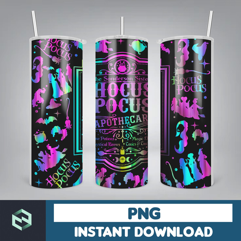 Halloween Witch 20oz Skinny Tumbler Wrap Png, Witches Sisters, Spooky Season 20oz Tumbler, Halloween Sisters 20oz Skinny Tumbler Png (9).jpg