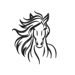 horse embroidery design, 4 sizes, instant download