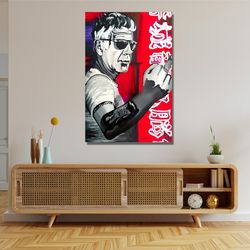Anthony Bourdain Middle Finger Ready To Hang Canvas,Anthony Color Pop Art Photo,Anthony Bourdain Print, Kitchen Decor,An
