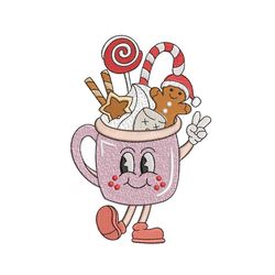 merry christmas embroidery design, cute christmas cup machine embroidery design, 3 sizes, instant download