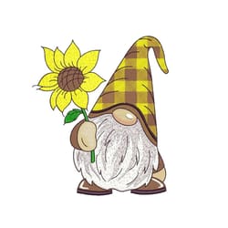 gnome with a sunflower embroidery design, 4 sizes, instant download