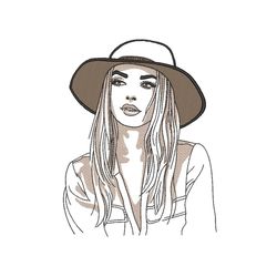 beautiful girl embroidery design, 4 sizes, instant download