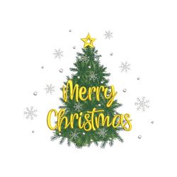 Christmas tree embroidery design, Merry Christmas embroidery file, 4 sizes, Instant download