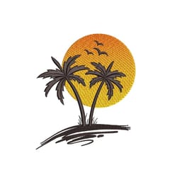 palm tree machine embroidery design, summer beach embroidery file, 3 sizes, instant download