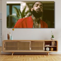 nipsey hussle ready to hang canvas,nipsey hussle art canvas,red nipsey hussle poster,american rapper,nipsey hussle singe