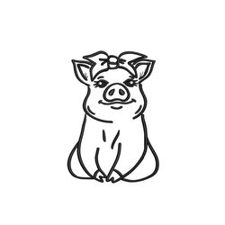 pig with bandana embroidery design, piglet embroidery file, baby pig embroidery design, farm piglet embroidery, 4 sizes