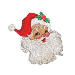 retro santa embroidery design, vintage christmas embroidry file, 3 sizes, instant download