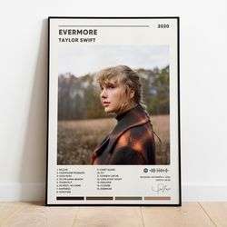 taylor swift evermore album cover poster, taylor swift evermore poster print, digital download, taylor swift poster, mus