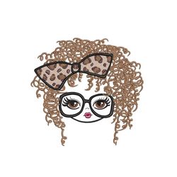 curly girl embroidery design, 3 sizes, instant download
