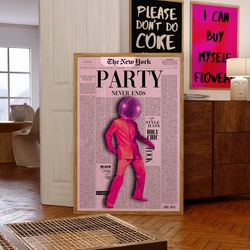 disco ball poster, 70s wall art, trendy wall art, psychedelic art, vintage poster, trippy wall art, retro party poster,