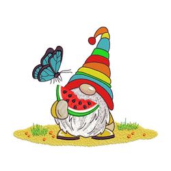 summer gnome machine embroidery design, 3 sizes, instant download